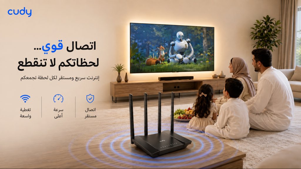 FastLink_sa's tweet photo. لحظات العائلة أحلى باتصال ما يقطع 👨‍👩‍👧‍👦📶

مع Cudy خلو وقت المشاهدة مستمر وواضح، باتصال سريع ومستقر يجمع العائلة على كل لحظة بدون تقطيع.

وش الفيلم اللي يجمع عائلتكم هالأيام؟ 🎬

#Cudy #واي_فاي #وقت_العائلة #مشاهدة_ممتعة #اتصال_مستقر https://t.co/v4Oy66KKUF