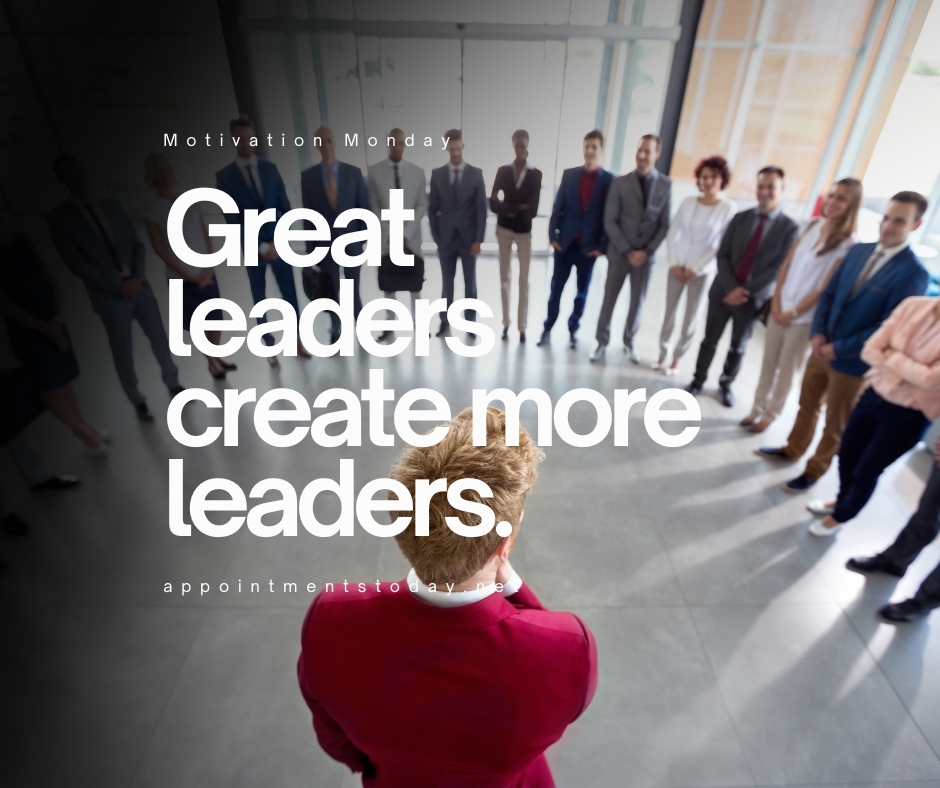 AppointmentsTo1's tweet photo. Great Leaders Create More Leaders
🔥Monday Motivation🔥
#mondaymotivation #motivationmonday #appointmentstoday #mattmilia #marketing #leadgeneration #leadgen #sales #insidesales #agent #insidesalesagent #isa #realestate #realestateagent #realtor #entrepreneur #businessowner #boss https://t.co/nCGAFDnAEF