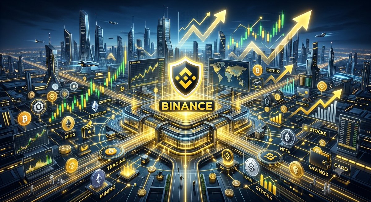 seif_mosad7's tweet photo. تصميم سينمائي مستقبلي لمنصة Binance في مدينة ذكية، تداول وعملات رقمية وأسهم، شارتات وأسهم صاعدة، ألوان أسود وذهبي وأزرق، إضاءة نيون، تفاصيل فائقة وواقعية. https://t.co/cbtEpzmmAw
