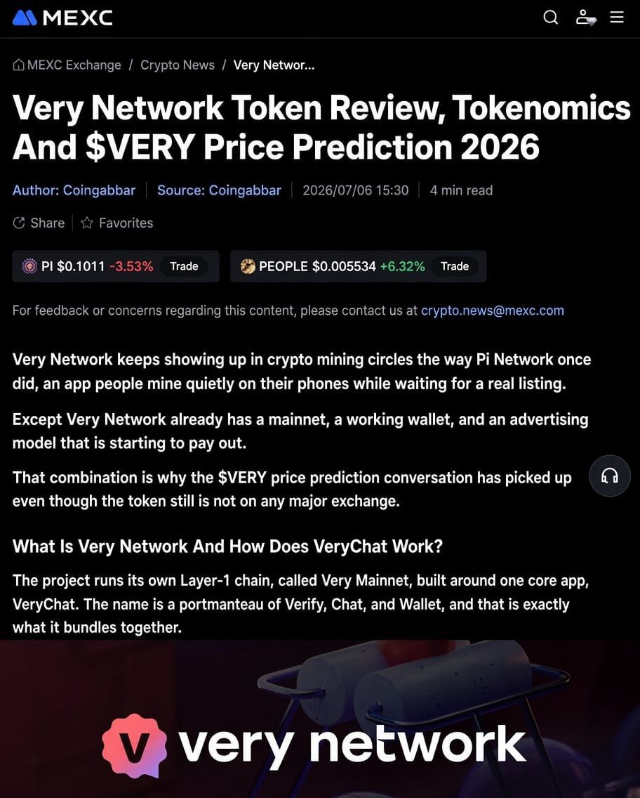derealfather's tweet photo. BIG ANNOUNCEMENT FOR THE #VeryNetwork COMMUNITY! 🇰🇷🔥

MEXC has released an analysis on #VeryNetwork and its main application VeryChat. 👀

What you will find out?
🔹 $VERY tokenomics
🔹 Chat-to-Earn ecosystem
🔹 VeryNode and passive income opportunities
🔹 Community growth
🔹 VeryPay usage
🔹 Web3 vision of the project

And the most intriguing thing is... 👇

Very Network doesn’t aim at making $VERY a speculative asset, but rather a utility one. 🚀💥
