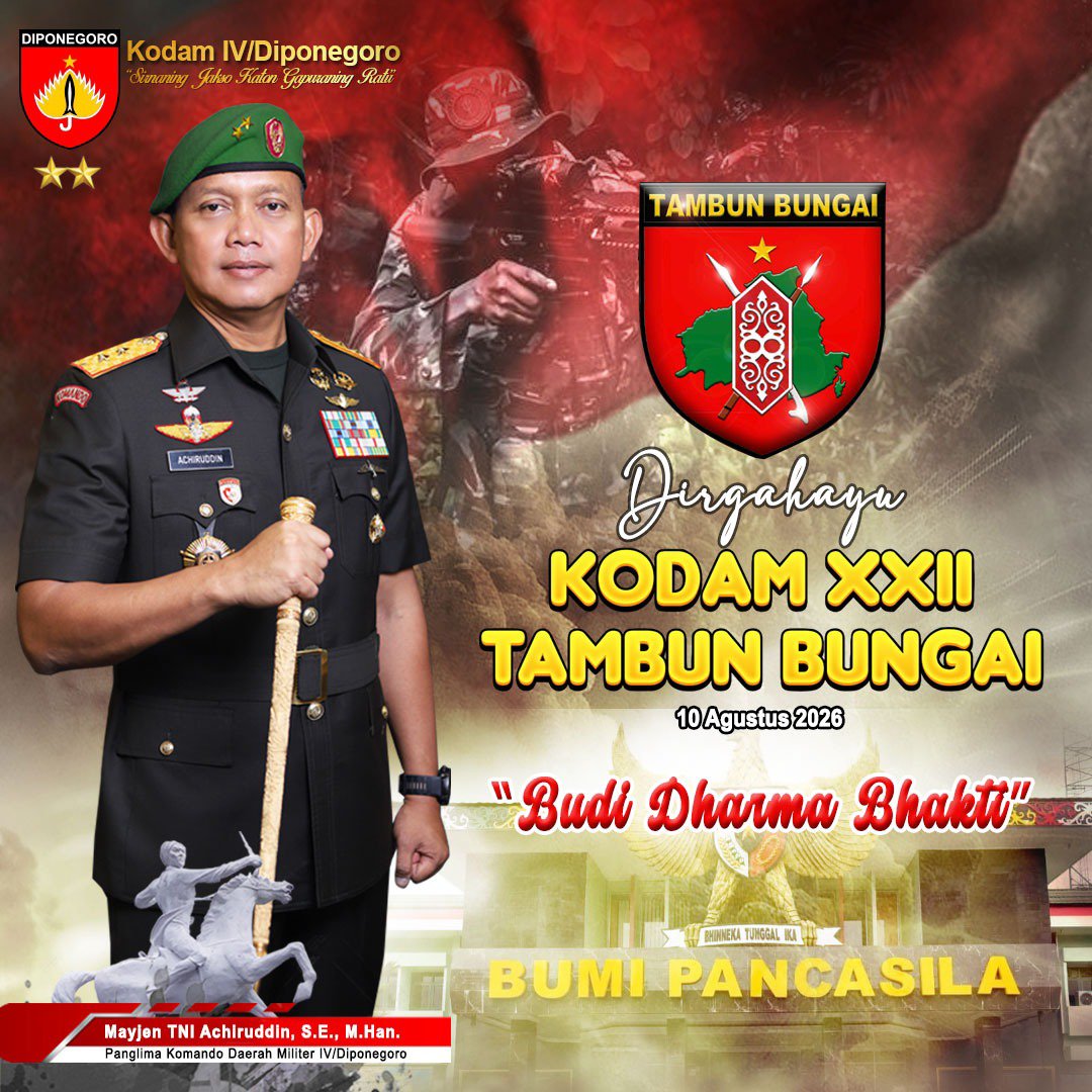KodamIV's tweet photo. DIRGAHAYU KODAM XXII TAMBUN BUNGAI https://t.co/0cBZmRsmIv