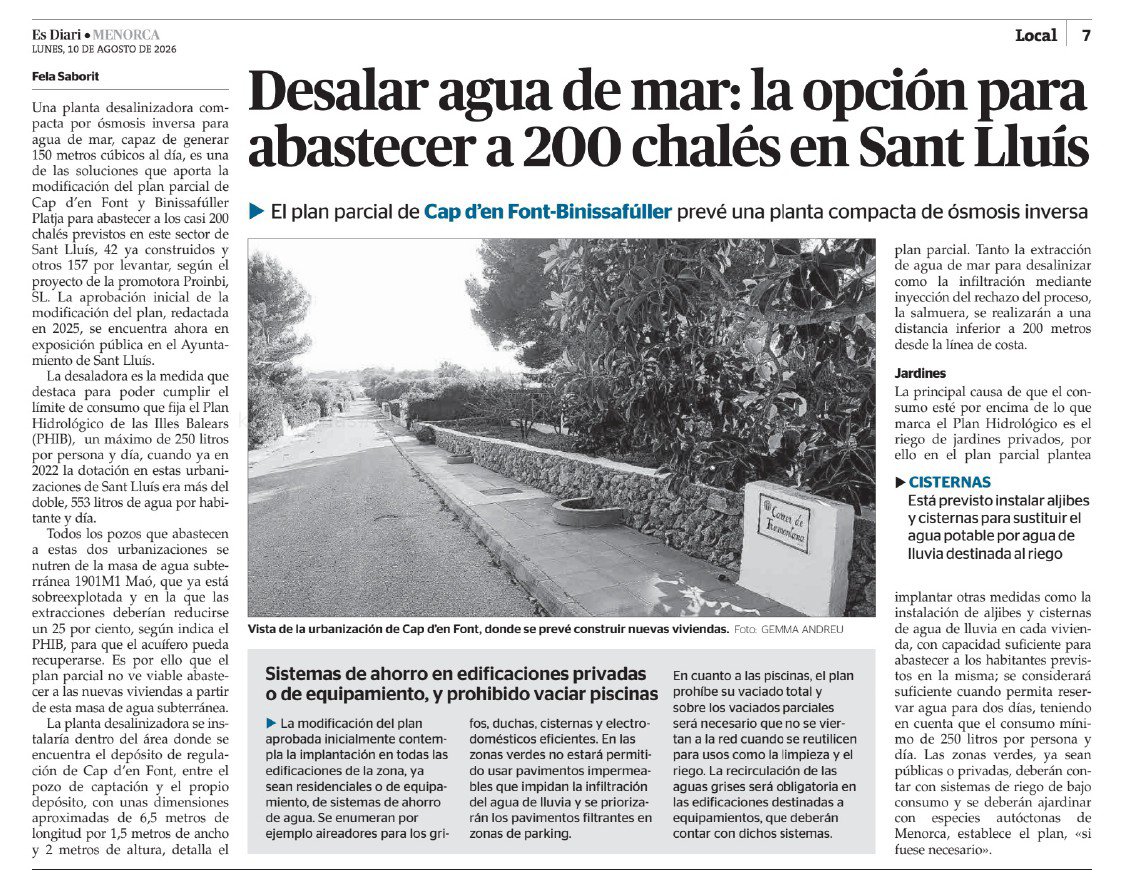 agrupacioaramao's tweet photo. Esteim allà de sempre: dessaladores per recuperar els aqüífers i assegurar la vida a Menorca, o dessaladores per justificar més creixement turístic?

I tot lo demés? Massificació, residus, serveis públics..., sense una visió global Menorca no ho aguantarà

https://t.co/0QJtPpkHIY https://t.co/0EZnhtfz8N