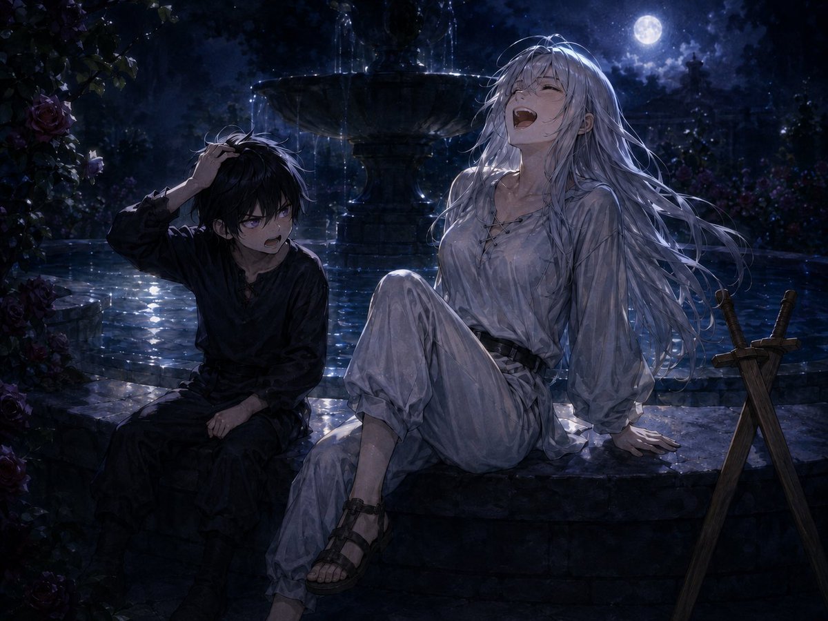 nene496s's tweet photo. 元死体、月下の語らい

この二人どういう関係だと思いますか？

答えは……返信欄で！

#AI生成
#カクヨム
#小説家さんとつながりたい 

https://t.co/IcejxlHRjM https://t.co/tVQLKF2vOc