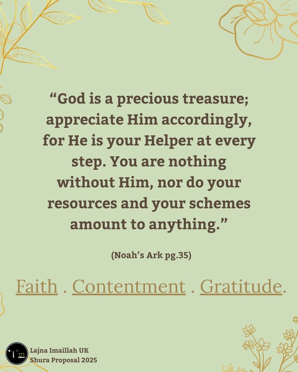LajnaUK's tweet photo. Lajna UK #ShuraProposal Campaign:

A powerful reminder from the Promised Messiah (as):

"You are nothing without Him, nor do your resources and your schemes amount to anything"  

#MondayMotivation 
#Faith #Contentment #Gratitude https://t.co/nbhgANnXoi
