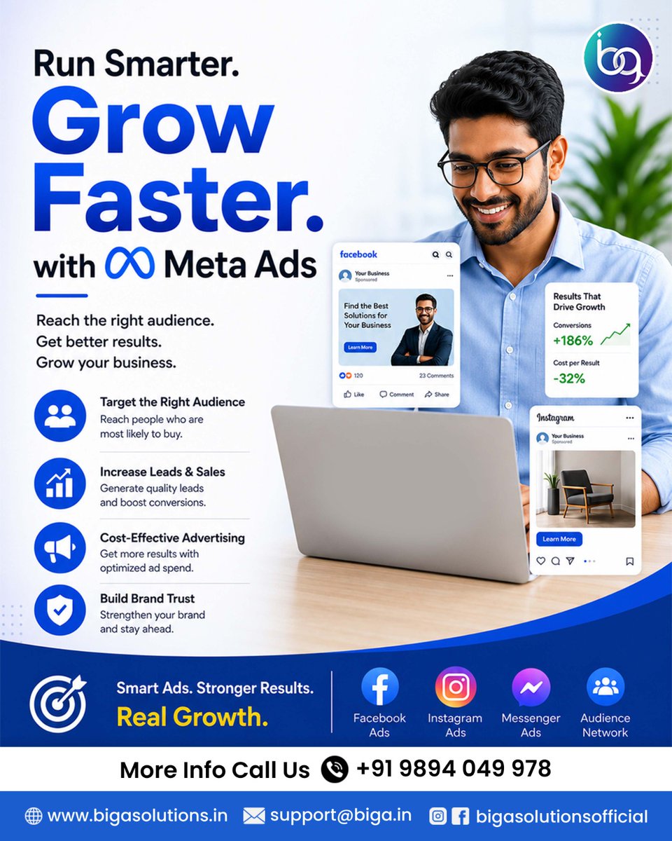 bigasolutions's tweet photo. 📈 Run Smarter. Grow Faster!

🎯 Big A Solutions helps turn advertising investment into meaningful business results.

📲 91- 9894 049 978
🌐 Explore more about us, https://t.co/6bots4GKh5
📩 @ support@biga.in

#BigASolutions #DigitalMarketing #MetaAds #Madurai https://t.co/213sXWPekr