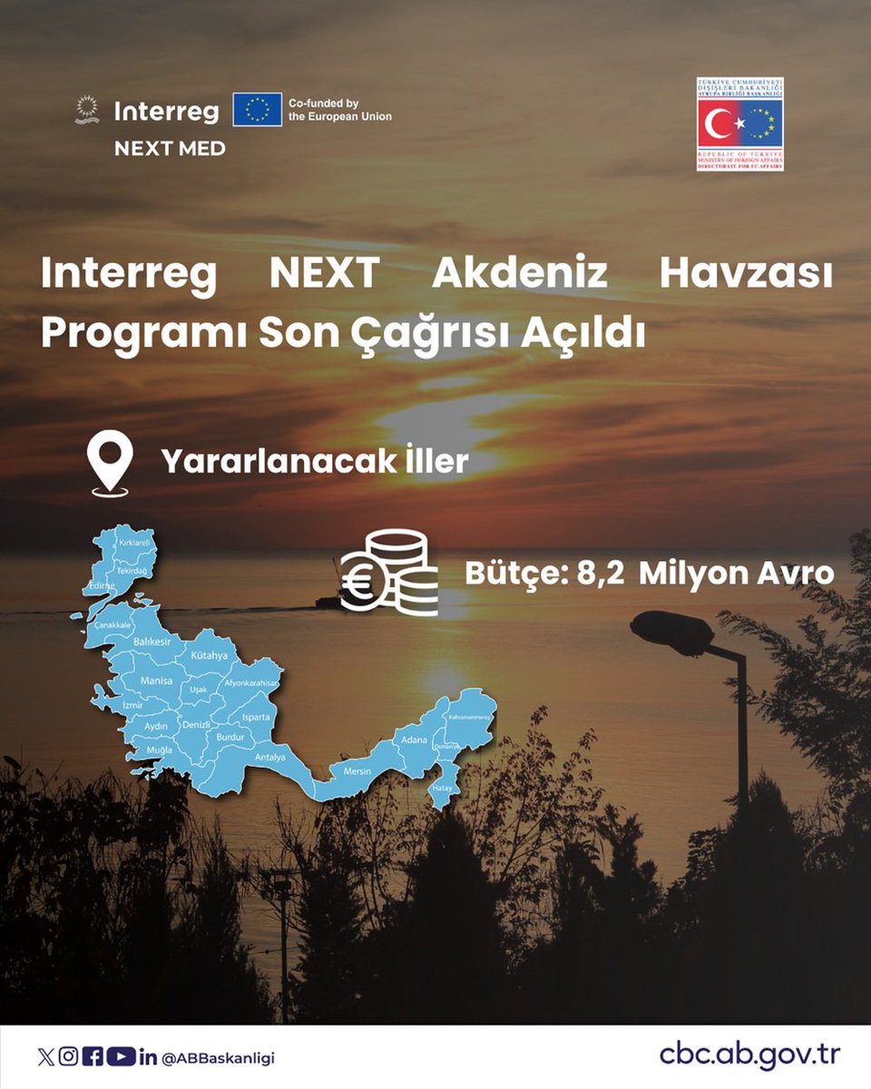 ABBaskanligi's tweet photo. 🌿 New opportunities for sustainable tourism are coming from @Interregnextmed! 🌍

The 3rd Call for Proposals of the @Interregnextmed Programme, with @ABBaskanligi as its National Authority, focusing on sustainable tourism, is now open! 🚀 https://t.co/joioqcT9yy