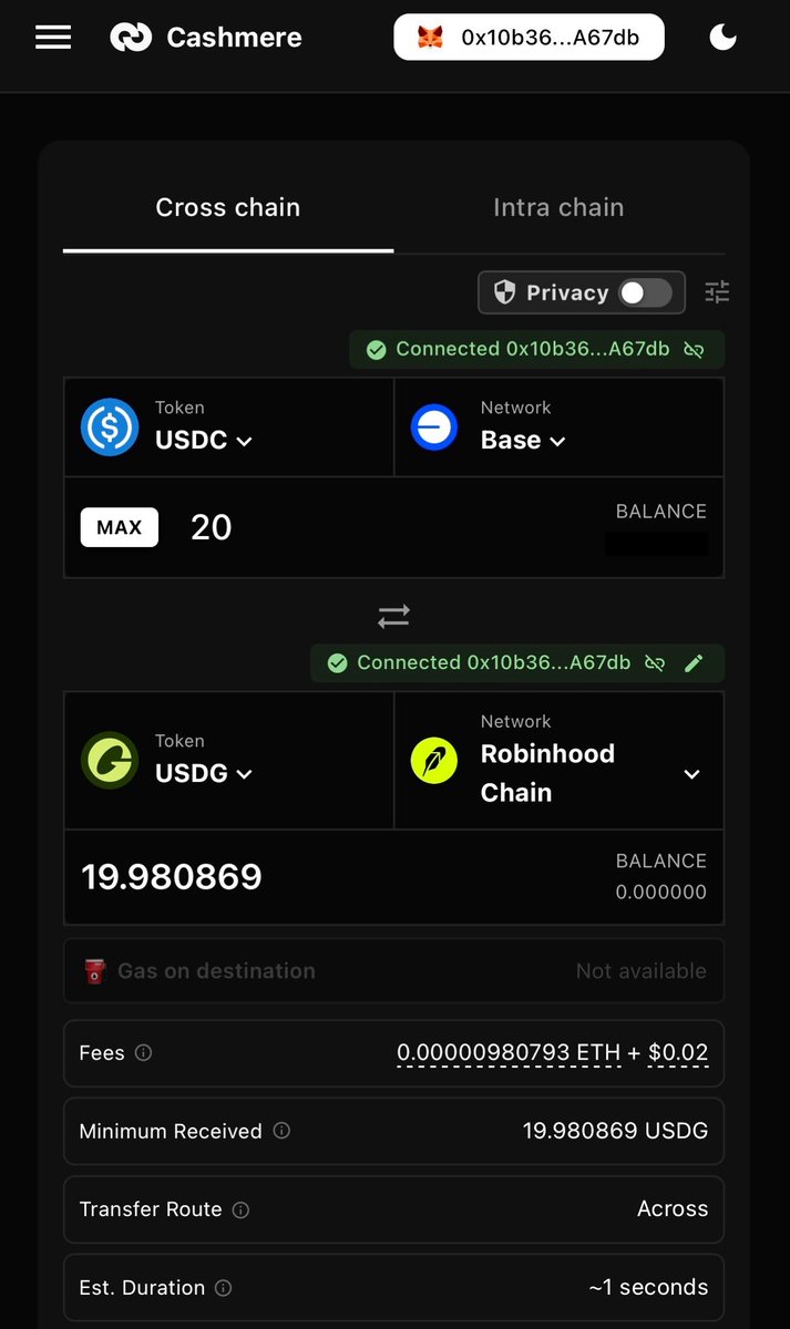 CashmereLabs's tweet photo. Robinhood Chain (@RobinhoodApp @RobinhoodCrypto) is now live on Cashmere.

https://t.co/UkjsVKwy0O

🐐 https://t.co/Llbk4tTsUn