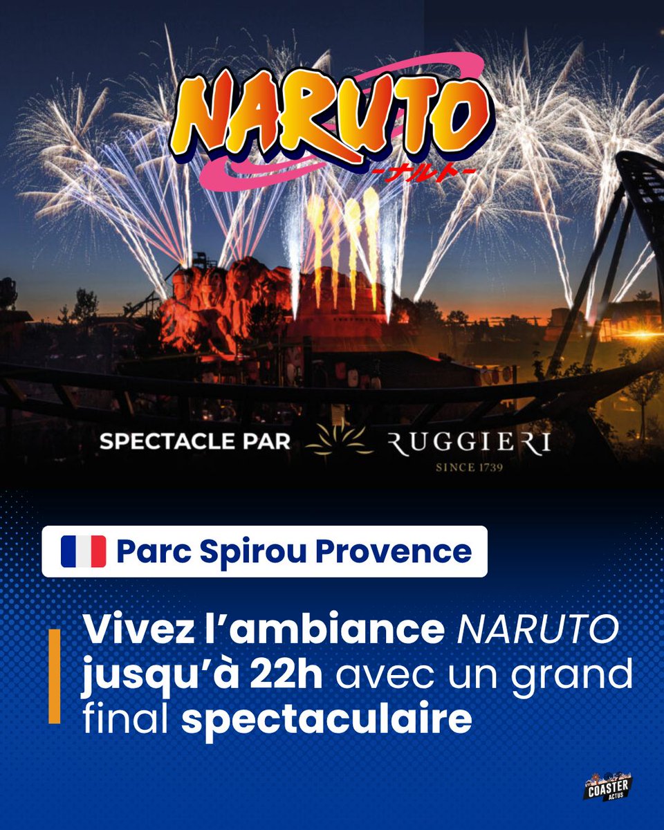 CoasterActus's tweet photo. 🌙 Vivez l’ambiance NARUTO jusqu’à 22h au Parc Spirou! 🍥

Cet été, les Nocturnes de Parc Spirou Provence prennent une nouvelle dimension avec des soirées entièrement dédiées à l’univers de NARUTO ! https://t.co/d4GnYuWd6h