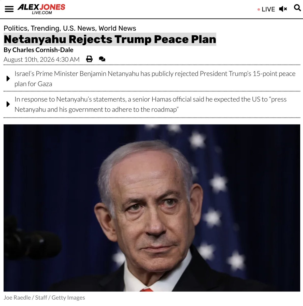 AJNlive's tweet photo. Netanyahu Rejects Trump Peace Plan   

ғᴜʟʟ ʀᴇᴘᴏʀᴛ ʙᴇʟᴏᴡ https://t.co/KgXbhOFZeX