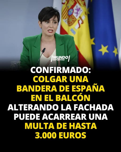 pepeluspain's tweet photo. Confirmado: colgar una bandera de España en el balcón alterando la fachada puede acarrear una multa de hasta 3.000 euros https://t.co/WBWlhnG5BV