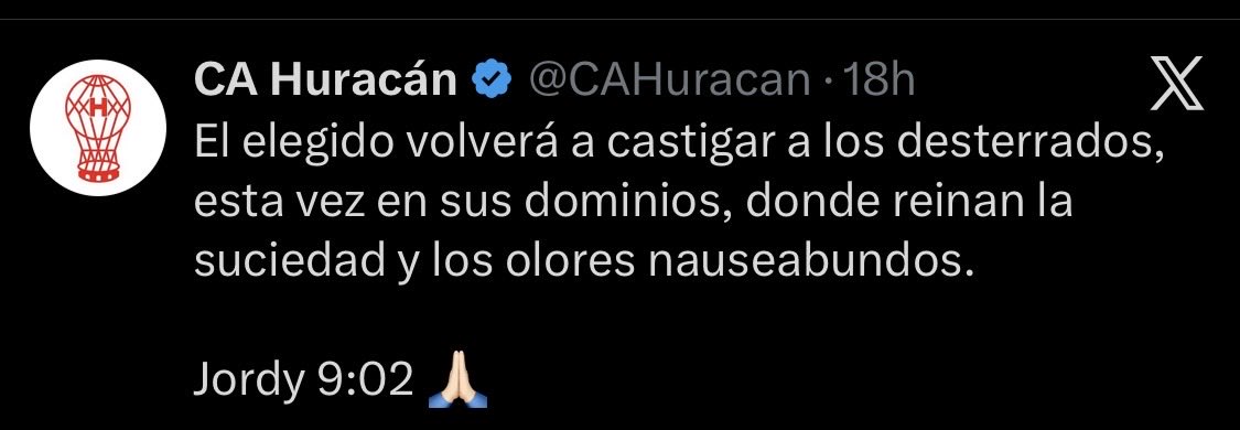 xfabianasolanox's tweet photo. Como hincha y socia de @CAHuracan me siento completamente avergonzada por las publicaciones de ayer luego del triunfo contra San Lorenzo. Un festejo que quedó opacado por al violencia, la misoginia y el racismo de los tuits de su cuenta oficial. No banco ponerse la gorra y pedir que echen gente en este contexto social, pero esto no puede volver a pasar. Huracán es una institución demasiado grande y prestigiosa como para que la represente un bruto con teclado.