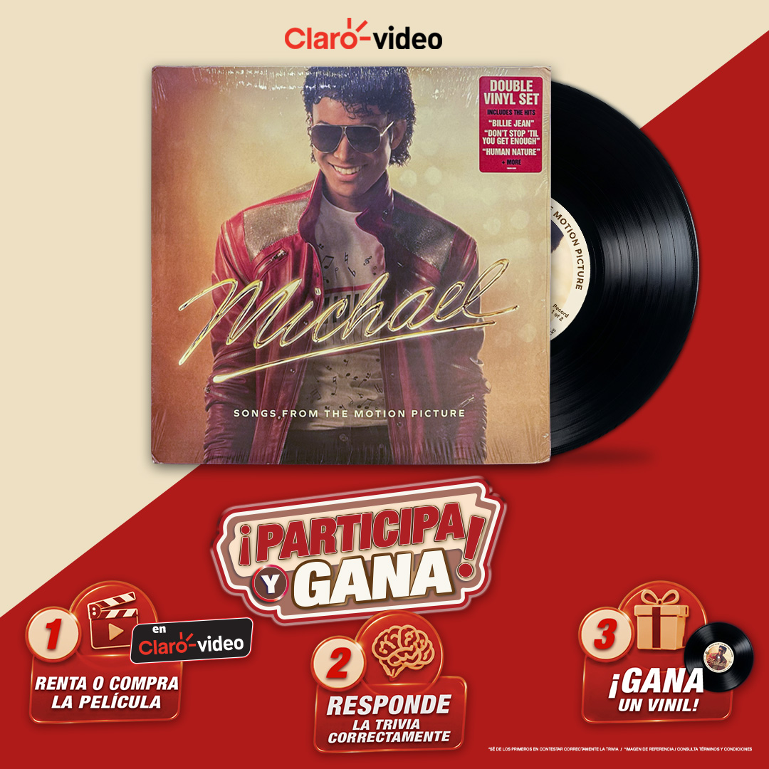 ClaroVideoMx's tweet photo. ¿Quieres ganar un vinil de 𝗠𝗶𝗰𝗵𝗮𝗲𝗹? 💿 🎶 ¡Compra o renta la peli en #Clarovideo y contesta la trivia correctamente para participar! 🎁 🌟   
👉 Ve la peli:   https://t.co/mOZkATVNOV 
👉 Contesta la trivia: https://t.co/bx43lgBvSX https://t.co/dlwBj1ERId