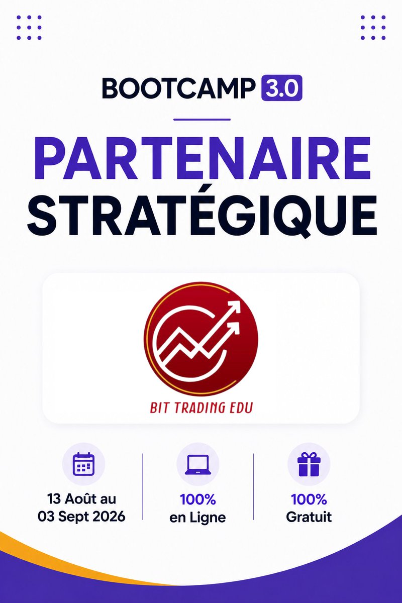 IvoireCrypto's tweet photo. Bienvenue à @BitTrading2 !
Centre de formation aux métiers de la Blockchain, du Web3 & de l’IA, Bit Trading Edu rejoint le #BootCamp30.
🚀 Ensemble, formons les talents de demain.
🆓 Gratuit | 💻 En ligne | 📅 Dès le 13 août https://t.co/sEwxTuoGuF