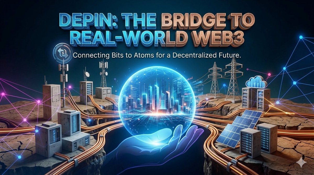 HashemFX's tweet photo. The Web3 landscape is undergoing a massive shift.
We are moving away from purely digital tokens to real-world utility.
If you want to understand the future of blockchain, you need to understand DePIN.
Here is a breakdown of what it is and why it matters: 🧵 https://t.co/Anic51kXsu