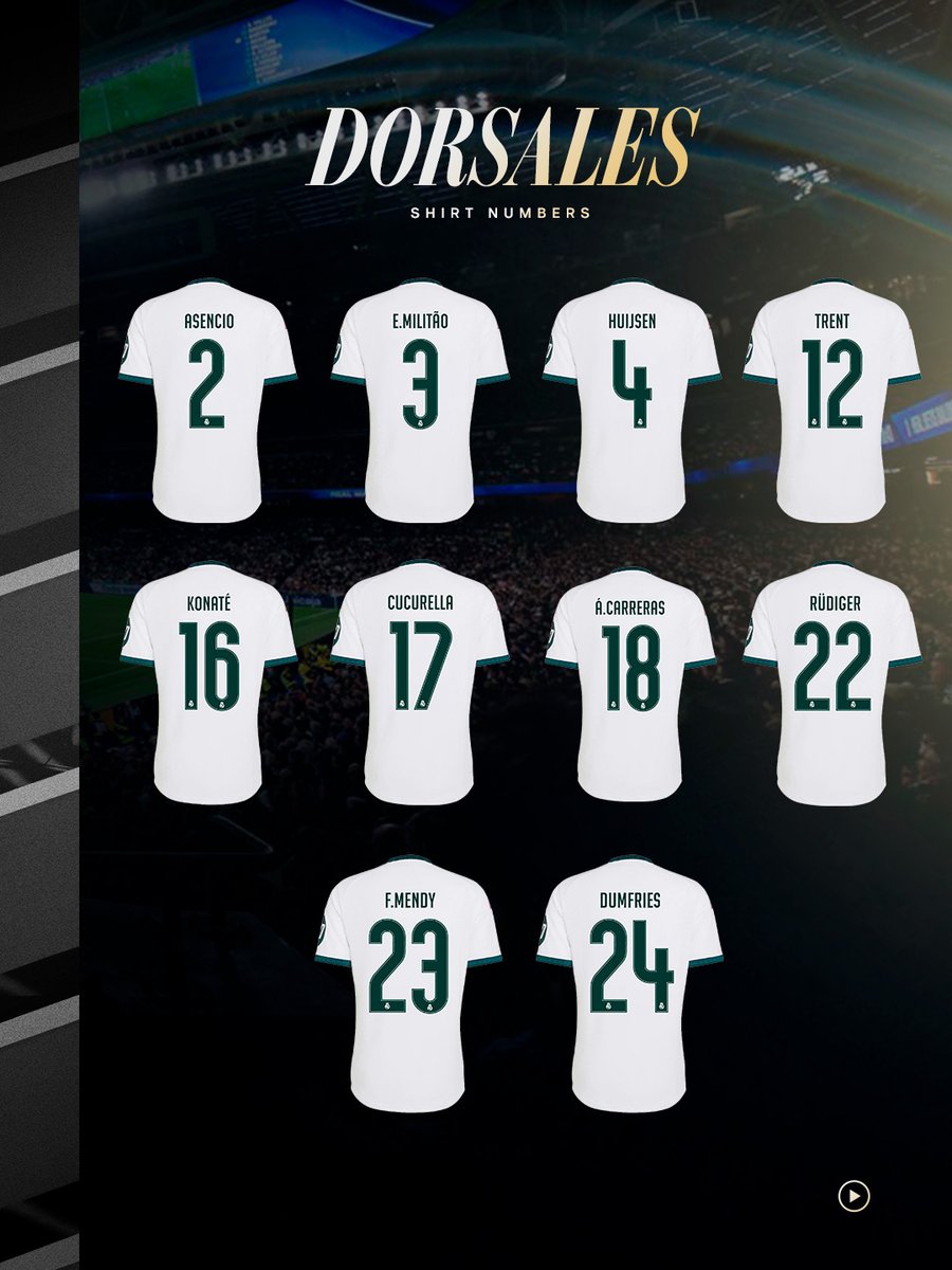 realmadrid's tweet photo. 🔠 ¡Nuestros dorsales para la temporada 2026/27!
*Plantilla y dorsales provisionales https://t.co/hXpw9BWkj7