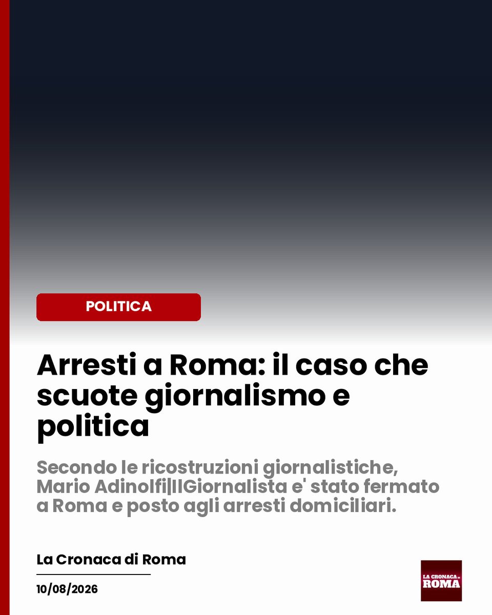 cronacadiroma's tweet photo. Leggi la notizia : Mario Adinolfi è stato posto agli arresti domiciliari a Roma, un evento che coinvolge una figura nota nel giornalismo, nella politica e nel poker. Emergono ulteriori elementi che arricchiscono il quadro di… https://t.co/5gad1AwxBt #Arresti #Roma #Giornalismo https://t.co/SAwbh7xu1c