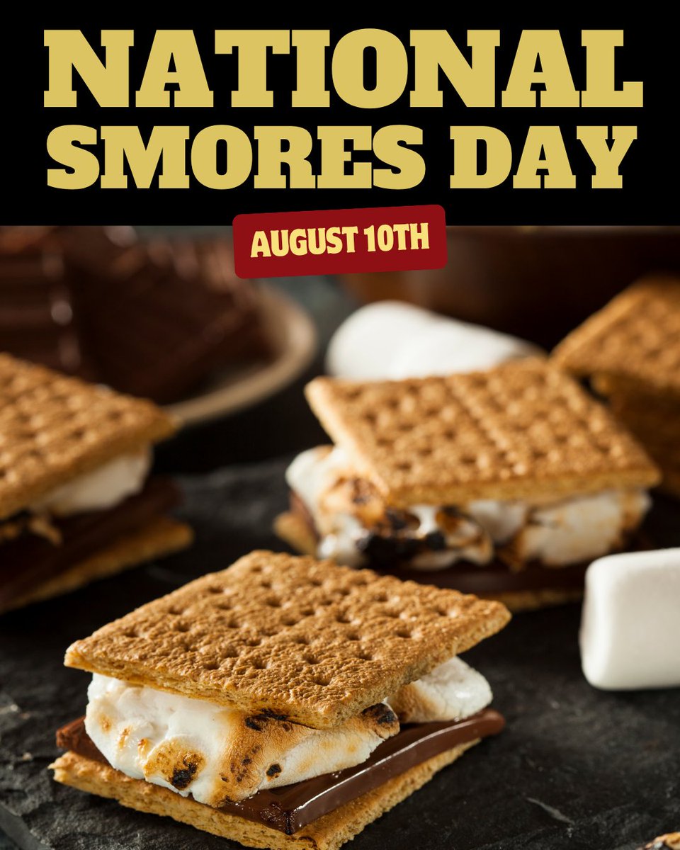 PracoGunPawn's tweet photo. It's National S'mores Day! 🔥��🍡 Grab your favorite people, a campfire, and get to stacking. August 10th — who's making theirs tonight? https://t.co/qIatHYqm4g