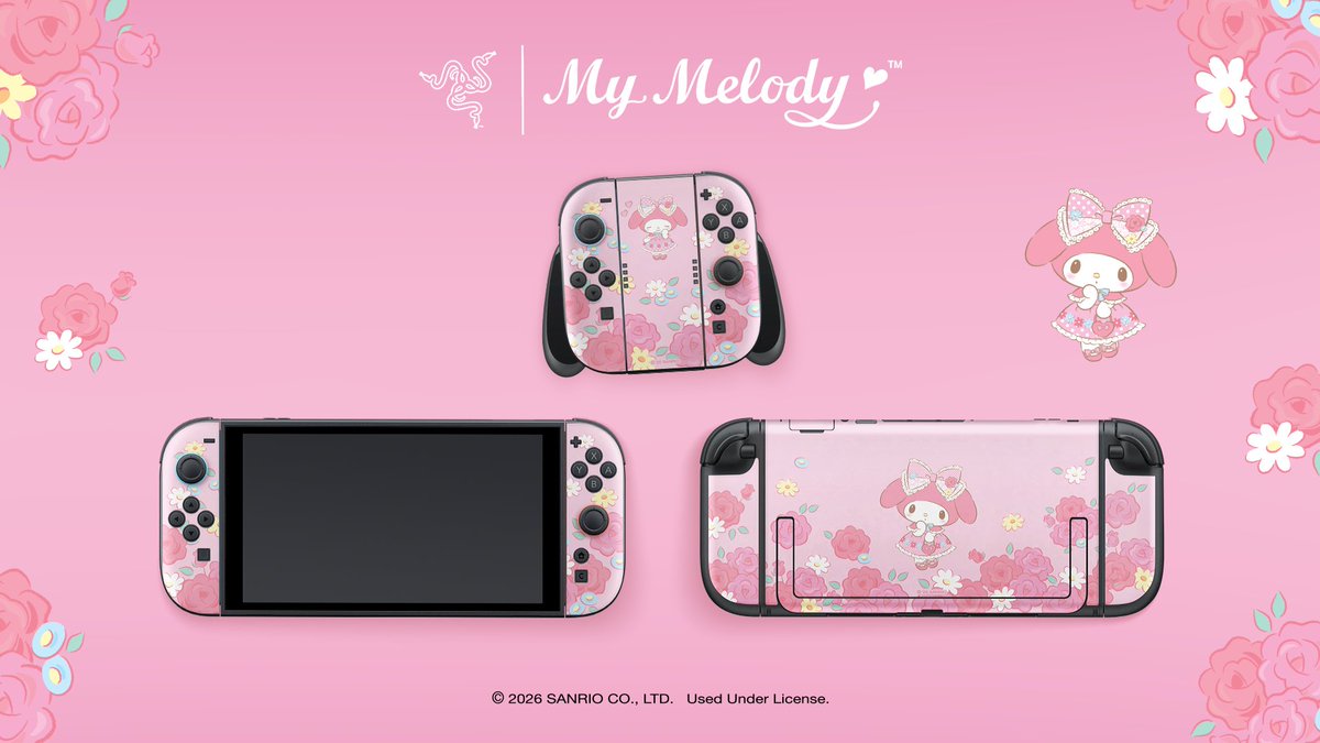 Razer's tweet photo. Nintendo Switch 2, now with a few of your favorite @Sanrio friends. 

Razer Skins are now available in My Melody, Cinnamoroll, and Pompompurin designs, made to give your console a look that feels unmistakably yours.   

Available now, exclusively at Target and https://t.co/flYq633Nx6.  

#Razer #Sanrio #Cinnamoroll #MyMelody #Pompompurin