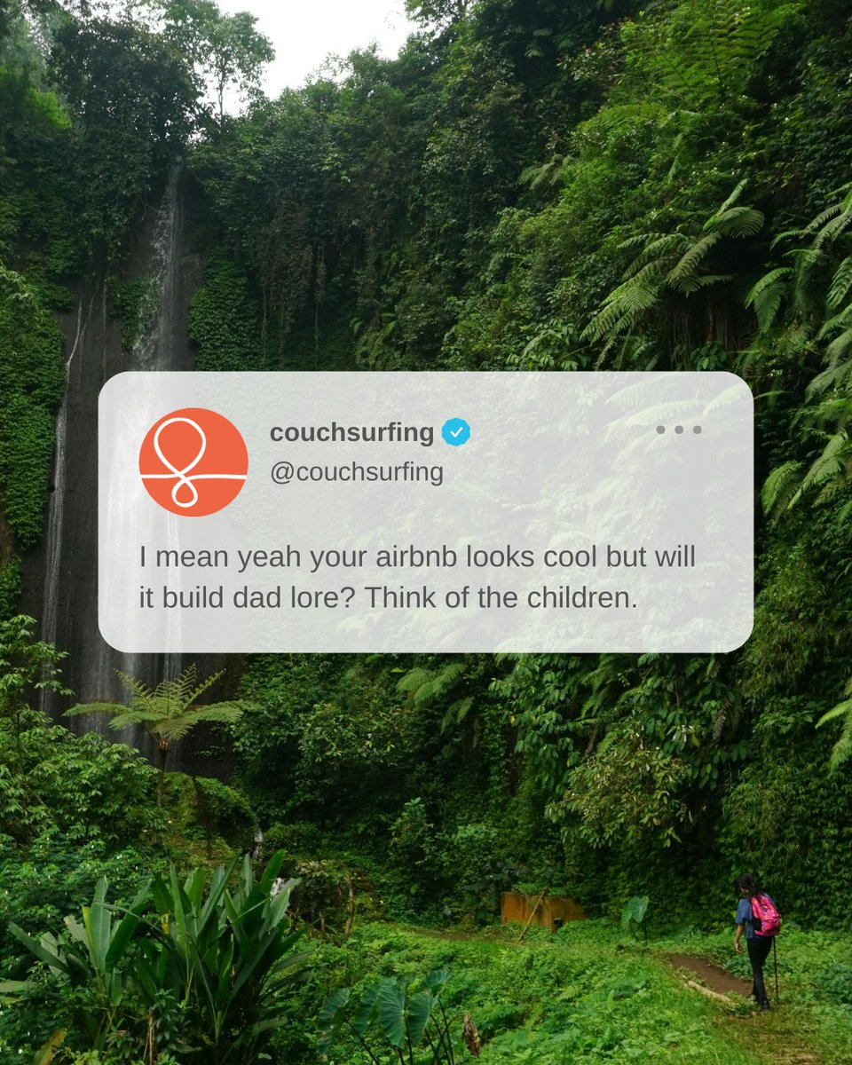 Couchsurfing's tweet photo. Sleeping on a stranger's couch would...
#couchsurfing #budgettravel #dadlore https://t.co/XQhkjgRZCt