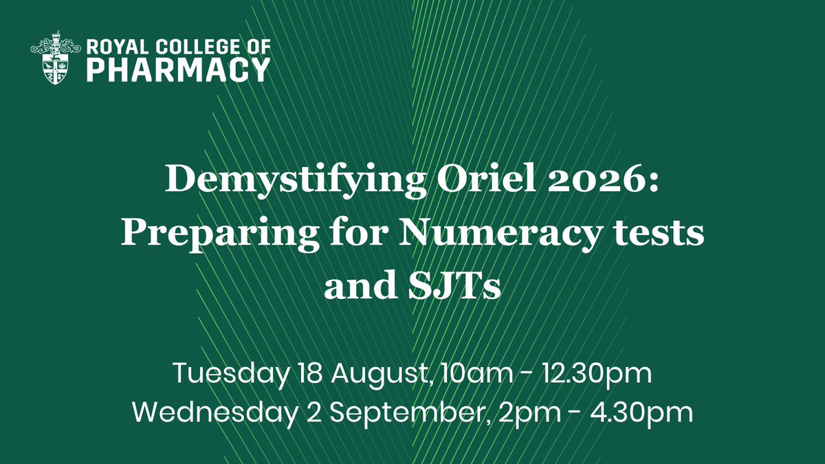 rc_pharm's tweet photo. Are you a 3rd year pharmacy student?

Don't miss our upcoming interactive Oriel workshop to:
✅ Gain confidence in approaching calculations and SJTs
✅ Complete practice questions with feedback

Book your place: https://t.co/w3upjc1htE

@BPSA https://t.co/f1rZvr4eKr