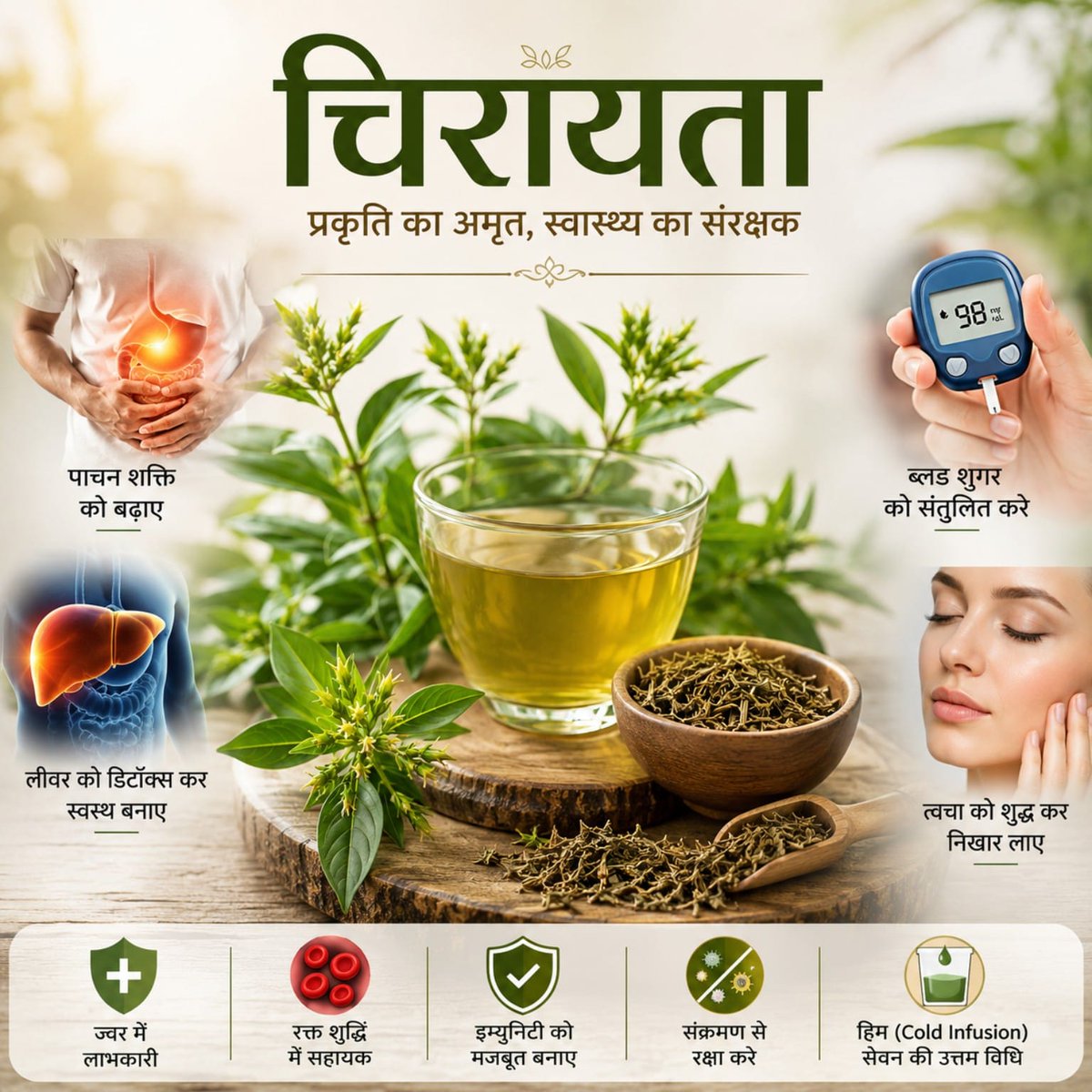 AzaadBharatOrg's tweet photo. चिरायता (Swertia chirayita) का 'अमारोजेंटिन' प्रकृति के सबसे कड़वे और मारक तत्वों में से है, जो मलेरिया परजीवियों को नष्ट करता है और 'स्वर्टियामारिन' टाइप-2 डायबिटीज को नियंत्रित करता है। पूरी पोस्ट पढ़े 👉🏻  https://t.co/TZchb3CLCl

#DiabetesControl #LiverDetox https://t.co/iPB9kdKwc7