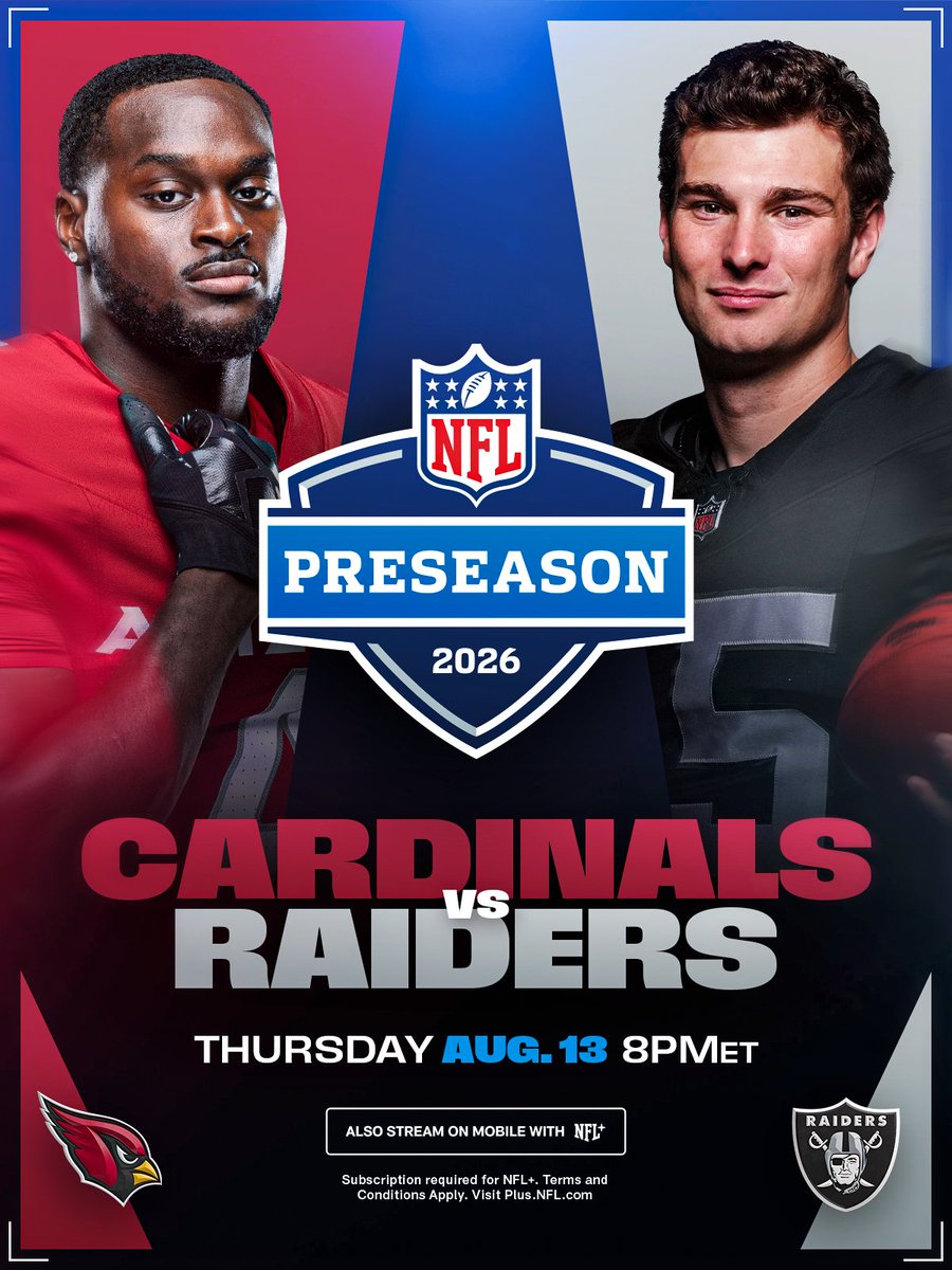 NFL's tweet photo. Cardinals. Raiders. Vegas, baby!

A️ZvsLV -- Thursday 8pm ET
Stream on @NFLPlus https://t.co/IKHHU5JGmb