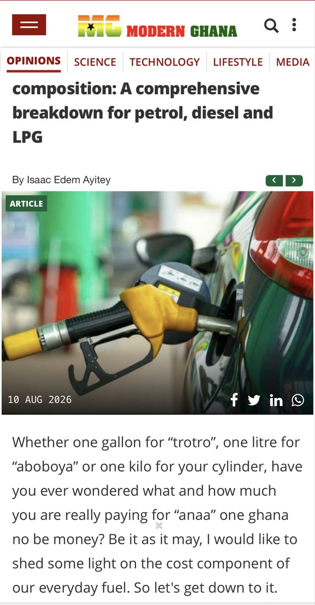 AyiteyEdem's tweet photo. What does the Gh. fuel consumer really pay for?
I have put together a comprehensive breakdown of taxes and margins as well as what each component is meant to fund in the grand scheme of things.
https://t.co/1YmDVnMRPf
@staroilghana @GOIL_Official @mistadela @CBODGhana @NPAGhana https://t.co/01uEUOQgMV