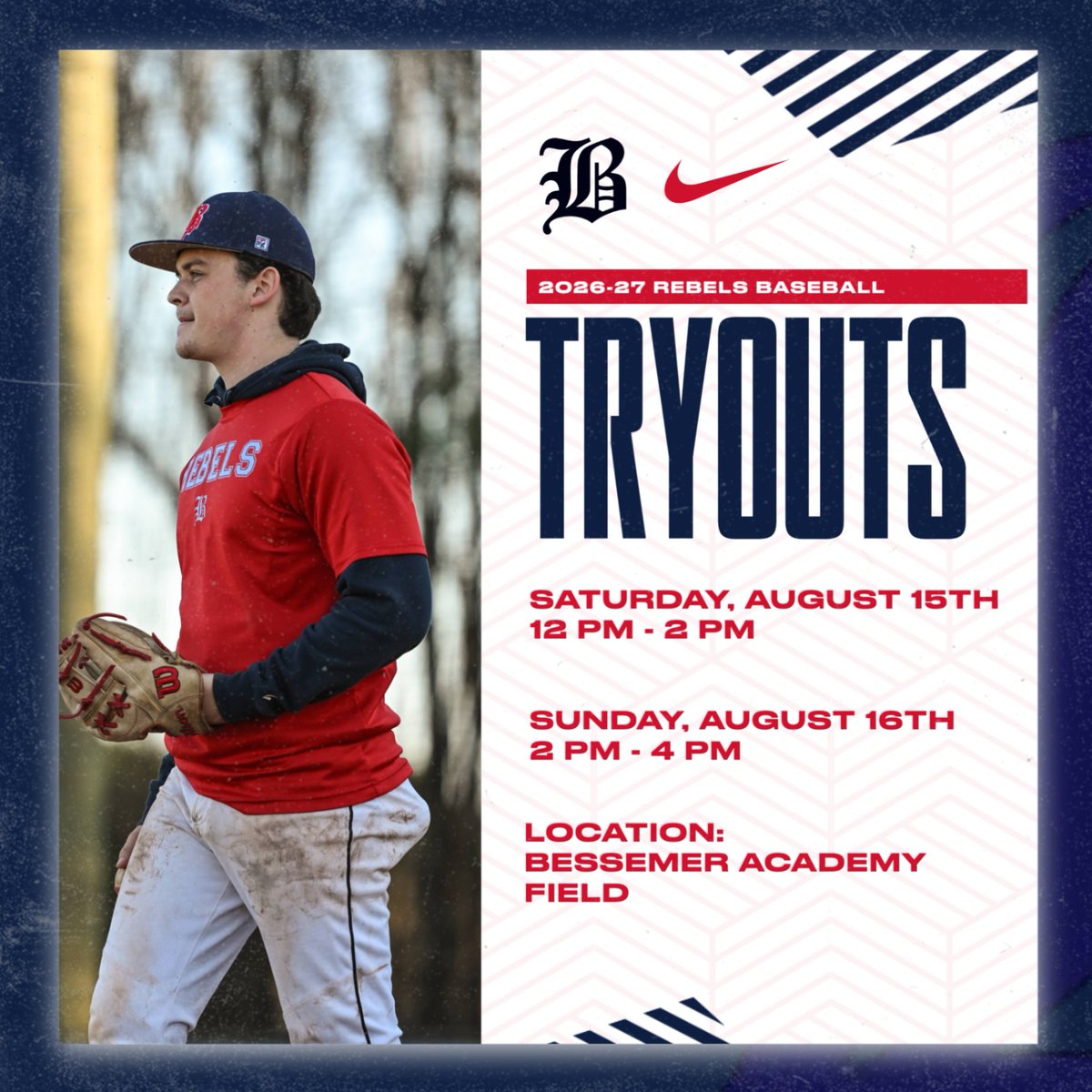 rebs_bsb's tweet photo. Tryouts are this weekend!! Email hnabors@bessemeracdemy.com with any questions or concerns! #REBS https://t.co/6U2ASlaOjd