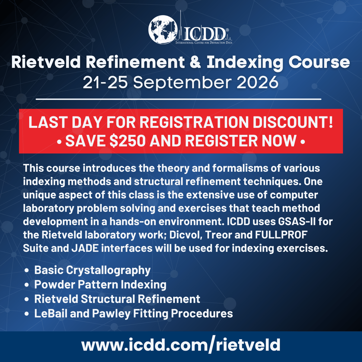 icddicdd's tweet photo. It's the last day to save on your Rietveld registration fee! Save $250 and register now at https://t.co/MokXjzCDQl https://t.co/cLFJkJjlUC