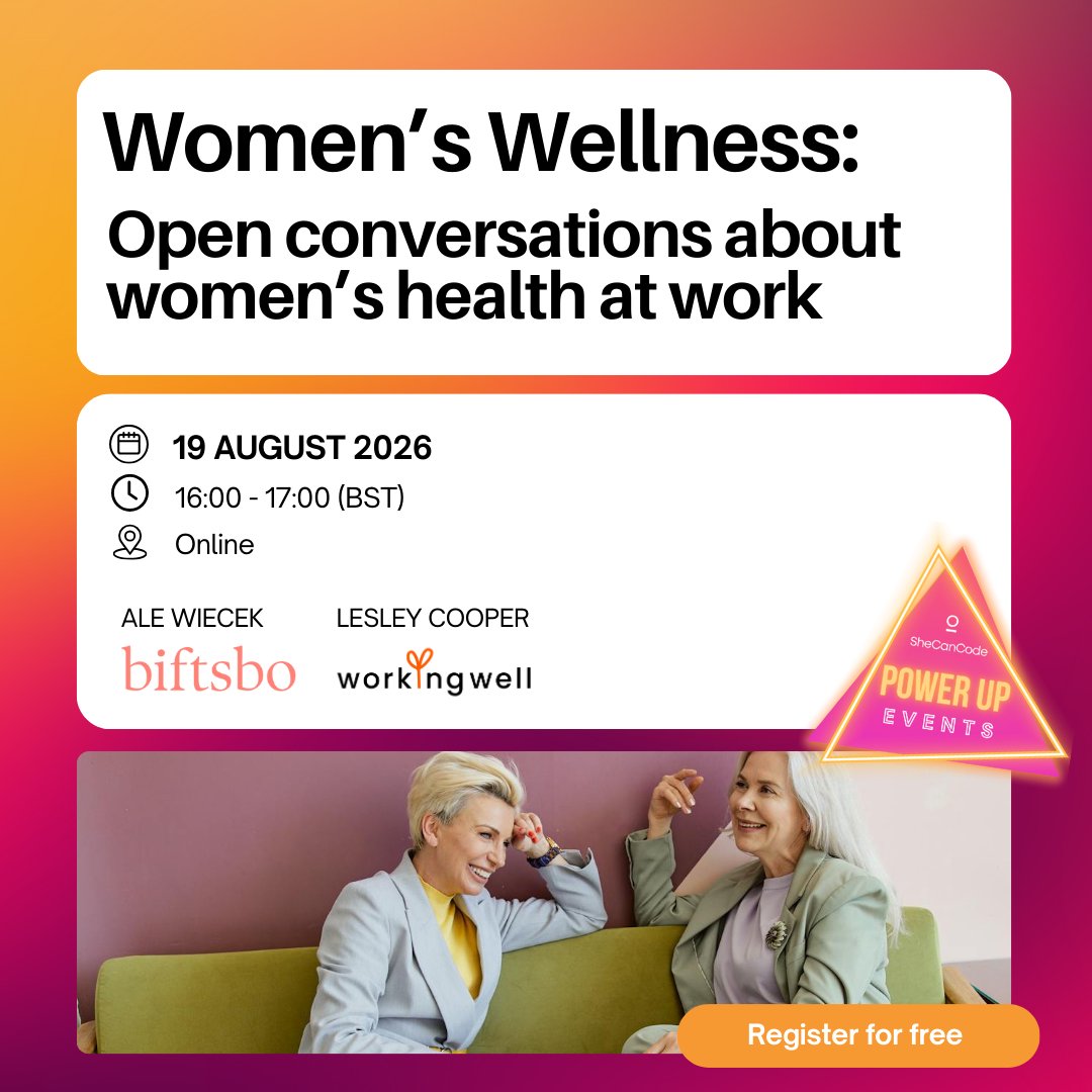 SheCanCodeHQ's tweet photo. Join us on 19 August to break the taboo around periods, menopause & hormonal changes in the workplace. Explore practical strategies to manage wellbeing and thrive at every stage of your career.
๐๏ธ Reserve your spot ๐ https://t.co/5KQN2SlkbX
#WomenInTech #WellbeingAtWork https://t.co/OylYzxgYQt