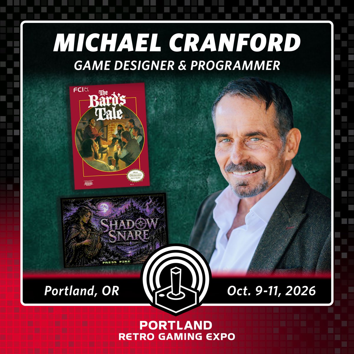 RetroGamingExpo's tweet photo. Michael Cranford created The Bard's Tale franchise &amp; is back at PRGE with his latest creation: SHADOW SNARE! Over 40 years in the making this is C64  gaming at its finest! Meet the creator &amp; game at the show! Tickets https://t.co/4YgNb0ukyP
#prge #prge2026 #shadowsnare #bardstale https://t.co/yswmNohMau