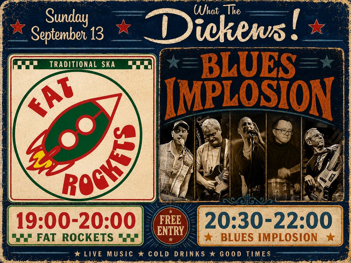 FatRockets2024's tweet photo. Fat Rockets、2026年2回目のLiveは、9/13、恵比寿のブリティッシュパブ、What The Dickensにて🍻入場は無料‼️演奏は、ブルースカバーバンド、Blues Improsionとのツーマン‼️なんと、1時間の持ち時間に、持ち曲全てブチかましちゃいます。👍👍👍

https://t.co/zQmI2KngUq https://t.co/MdMzzxolyq