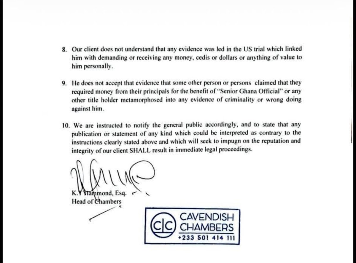 DeLaw_Platform's tweet photo. JUST IN from Lawyers for embattled former Minister for Power, Dr. Kwabena Donkor on USD 1M bribe for ASKA power deal https://t.co/Pv7qyZZDKo