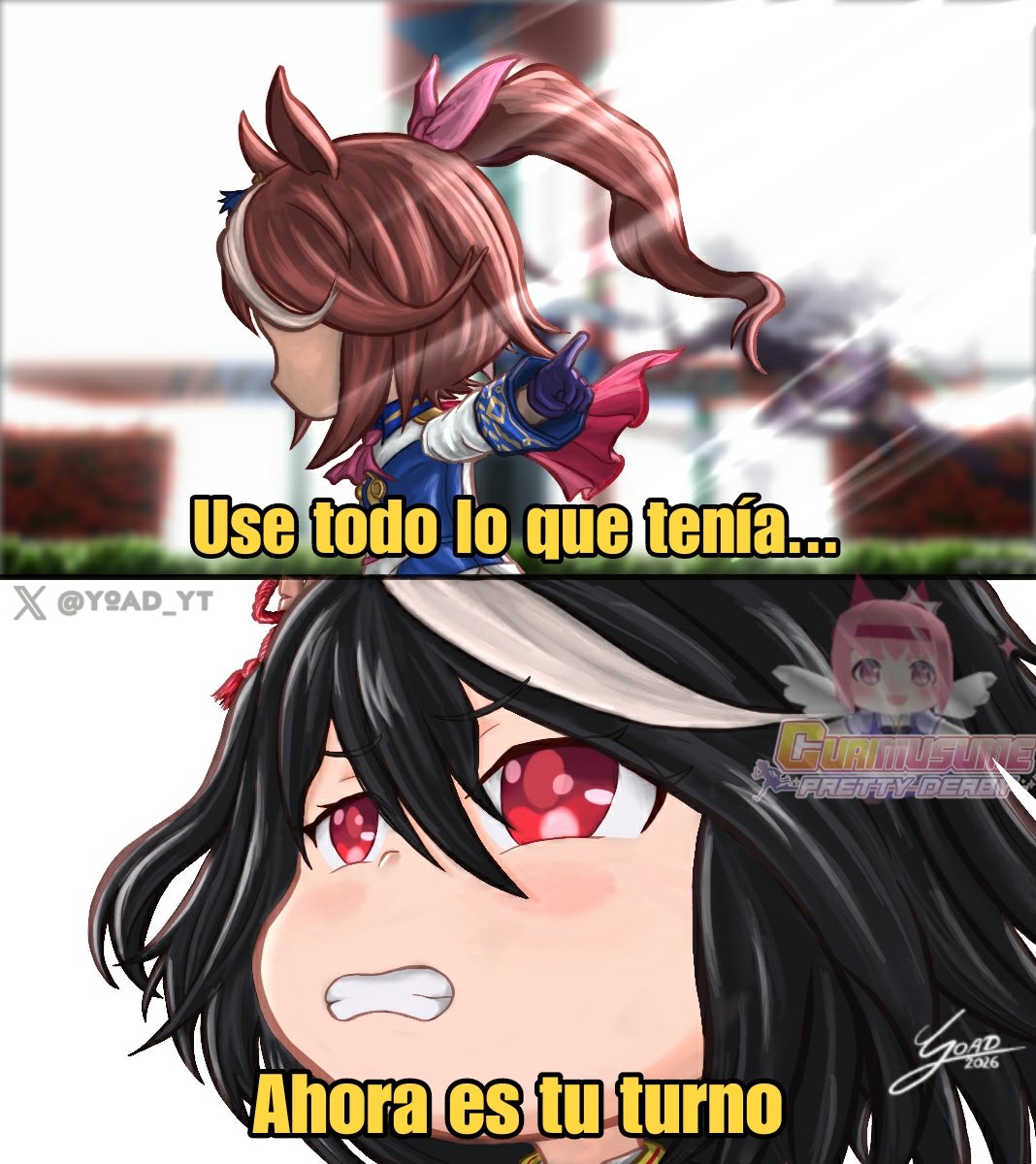 Yoad_YT's tweet photo. Tercer curi del formato y también ya dió todo lo que tenga que dar está plantilla con los personajes chibis.

#CuriMusume https://t.co/n0kl19PQpt