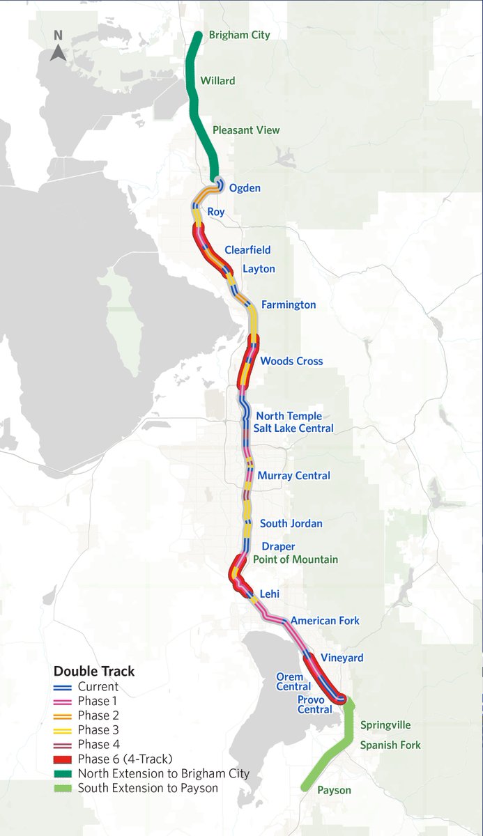 RailroadRaccoon's tweet photo. UTA has received a $1.2b grant for Frontrunner x2

FR x2 will increase capacity for more service, commuter trains will run through SLC every 15 minutes during peak times &amp; every 30 off peak, doubling current service

UTA also placed an order for some new trains a few months ago; https://t.co/lCiLhdYwBL