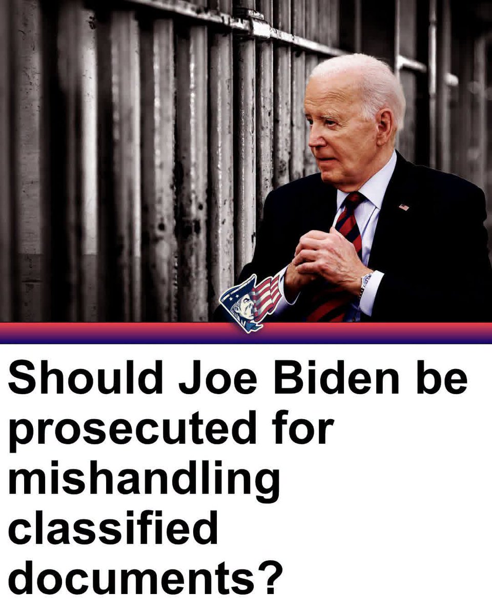 RossyPrime's tweet photo. Should Biden face legal consequences for mishandling classified documents? 🇺🇸 https://t.co/lKBXzx0SDf