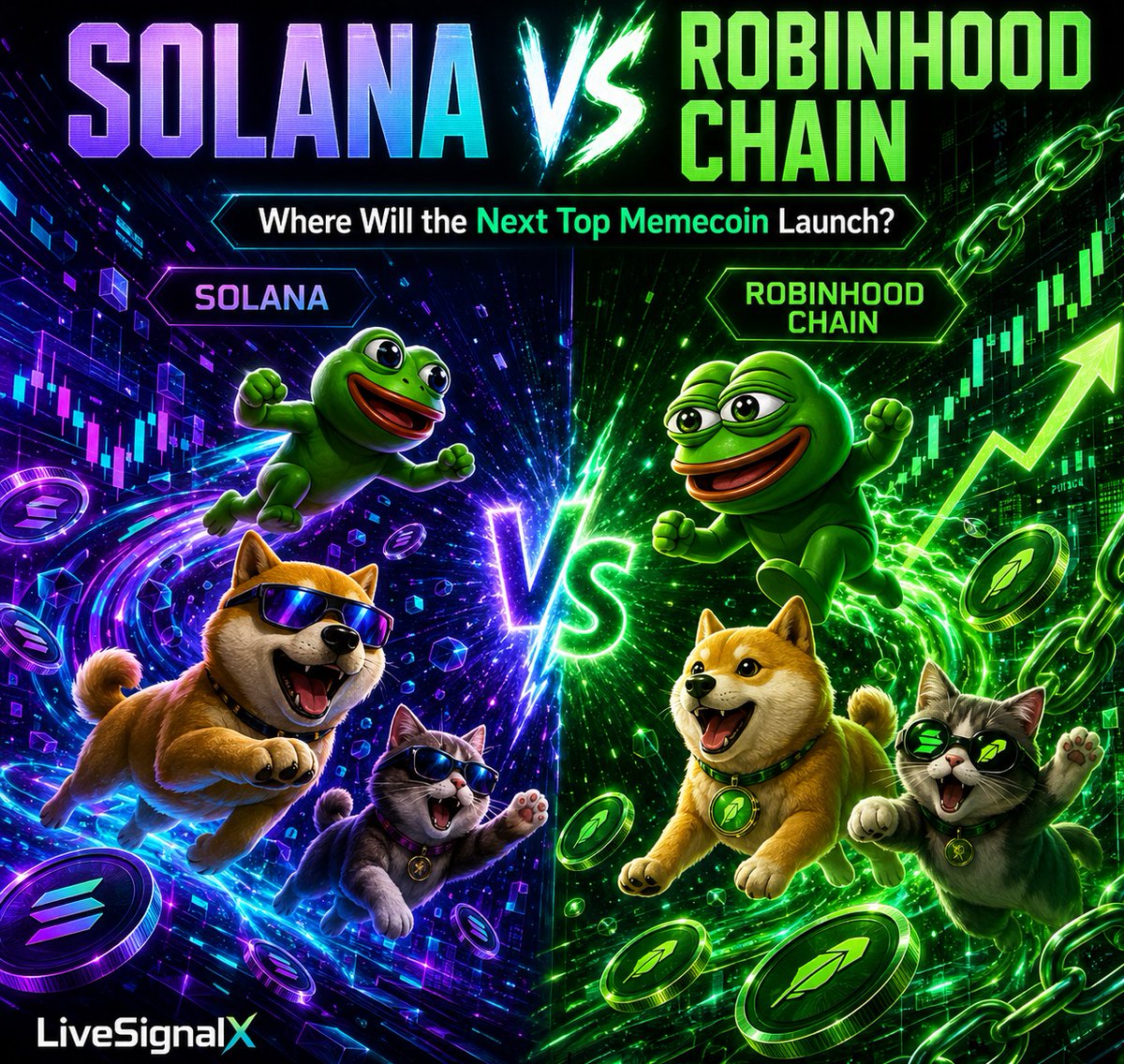 LiveSignalXcom's tweet photo. SOLANA 🆚 ROBINHOOD CHAIN
Where will the next breakout memecoin launch?
Don’t get left behind — trade faster with the right bot!
https://t.co/ewMFVXvC15

#Solana #RobinhoodChain #Memecoins https://t.co/zIBgaCgr7Y