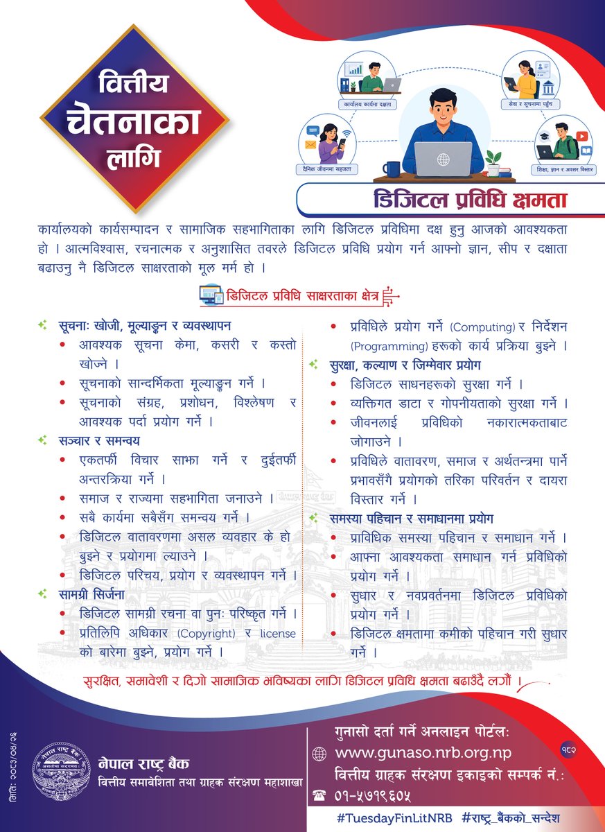 NepalRastraBank's tweet photo. वित्तीय चेतनाका निम्ति नेपाल राष्ट्र बैंकद्वारा जारी सन्देश (२०८३ साउन २६) #TuesdayFinLitNRB #राष्ट्र_बैंकको_सन्देश https://t.co/wfciEG1ZaG