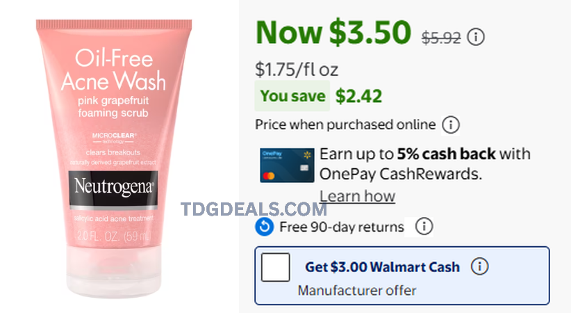 thedealsguy_'s tweet photo. NEUTROGENA FACE SCRUB FOR LESS THAN $1
Claim the $3 Walmart Cash offer to bring your final cost to just $0.50 after Walmart cash
🍊 https://t.co/SUNhXLF0ML
PRICING VARIES BY LOCATIONS, Walmart cash deposits when they deliver.
W+ check for Free shipping
#WalmartPartner #ad https://t.co/lYLSjyoSxg