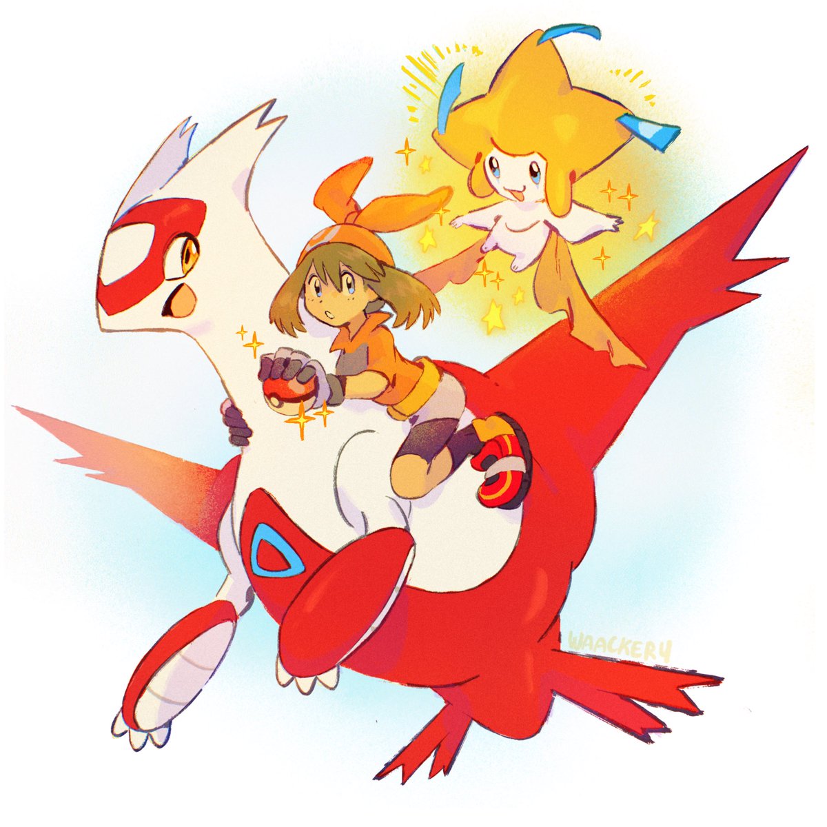 waackery's tweet photo. I’m playing Pokémon gen 3 for the very first time I really love Latias and Jirachiii https://t.co/vbjQEXSOs5