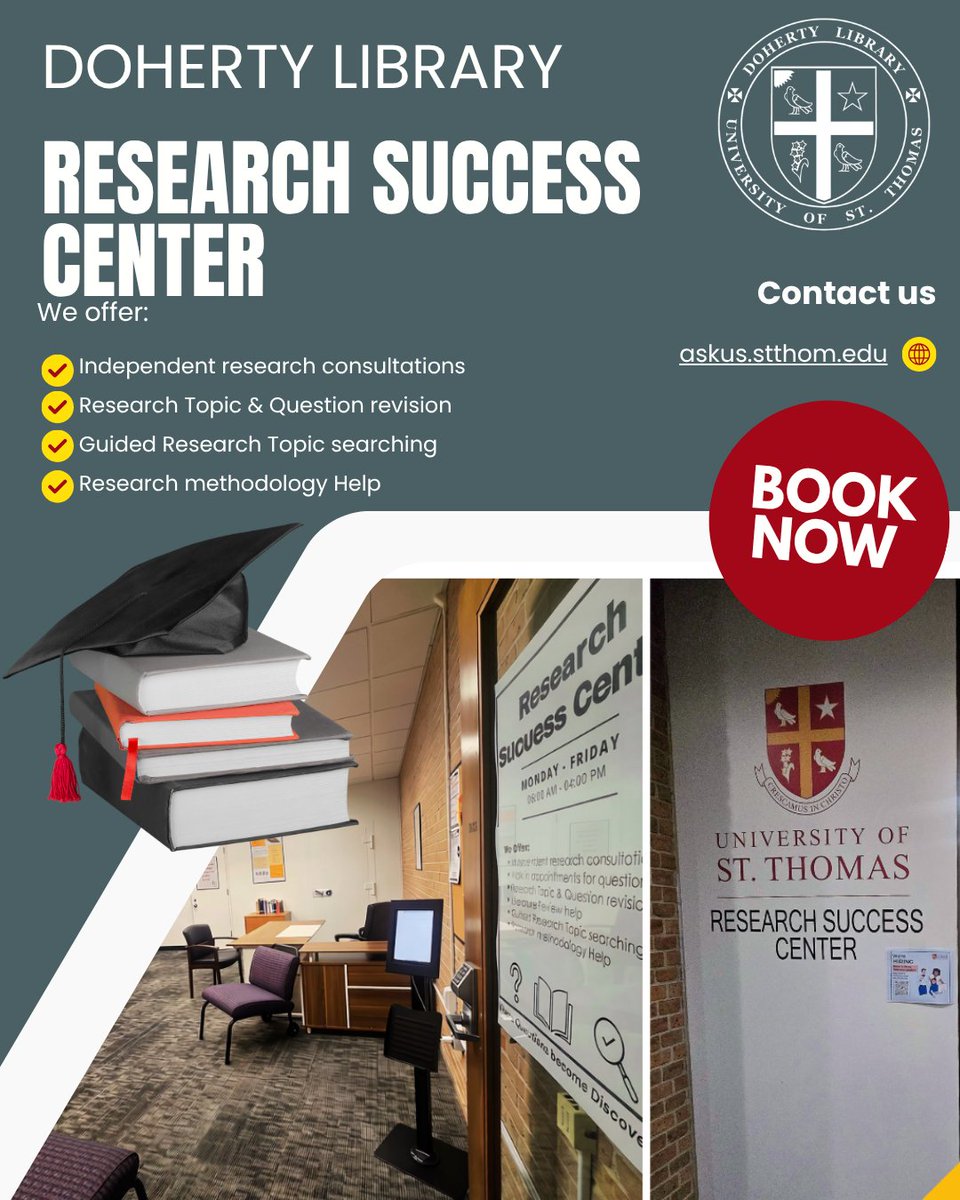 DohertyLibrary's tweet photo. The Research Success Center officially opens today! 
Stop by the Research Success Center to get individual help on your research throughout the year- if that is a simple question or trying to find a difficult article. We are happy to help! https://t.co/XCiwvzpCZJ