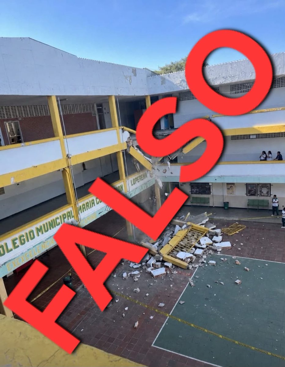 AlcaldiaCucuta's tweet photo. La Alcaldía de San José de Cúcuta informa que la imagen que circula a través de WhatsApp y algunas redes sociales es falsa. No se registró ninguna afectación en esta institución educativa. https://t.co/cU8vM2wRQz