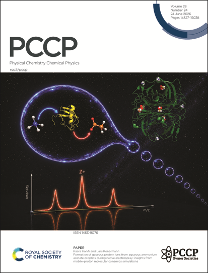 KonermannLab's tweet photo. New work from @HanifiKasra combines native ESI-MS and MD simulations to uncover how proteins transition from aqueous droplets to gas-phase ions, revealing insights into charging, charge states &amp; structural evolution.

PCCP 28(24) Front Cover! 🎉

https://t.co/Cb5q16qNAw https://t.co/A8KO2uBx4O