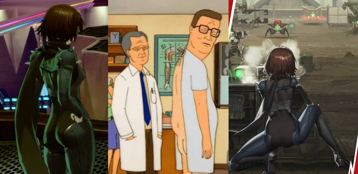 AI_EmeraldApple's tweet photo. Sega and Atlus purposefully nerfed the collab character's assets for their appearance on Nikke. 

Evidently, people within Atlus did not want a gooner characterization of their brand in the game and therefore gave it the Hank Hill treatment, flattening her into absurdity. 

The other element that they were afraid of is the "criticism" over the drama surrounding sexualizing characters that are canonically 16-18 according to the game's lore. 

This is despite other characters from other IPs like Evangelion, and Stellar Blade's physics and fanservice being kept intact, despite their "canonical age" being in the teens or unknown.  At this point, one has to wonder... WHY EVEN BOTHER WITH A COLLAB if you don't want your IP associated with a gooner-heavy game??

That's like a vegan chef collabing with a steakhouse and only producing tofu steaks...