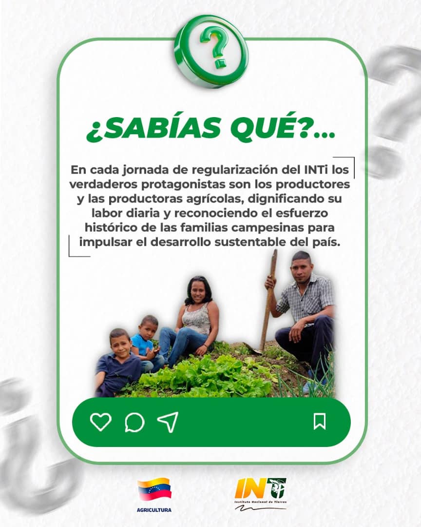 Carabobo_INTi's tweet photo. Los productores y la familia campesina son los verdaderos protagonistas de la regularización. Con la entrega de instrumentos jurídicos, dignificamos su labor y reconocemos su esfuerzo histórico para impulsar el desarrollo sustentable y la producción nacional.

#JusticiaSocial https://t.co/BkAJBAhA7U