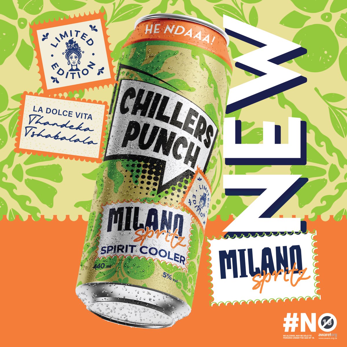 ChillersPunch's tweet photo. Milano Spritz. 🇮🇹✨

A fresh new flavour joins the Chillers Punch family, bringing a little la dolce vita to the lineup. 🍹

Available at Ultra Liquors and Pick n Pay Liquor nationwide.

#MilanoSpritz #ChillersPunch #TTxCP #ThandekaTshabalala https://t.co/fH4XHzjRd5