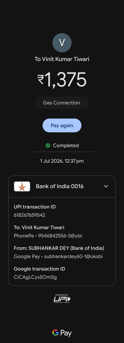 Subhankar4242's tweet photo. @AGCLonline @IndianOilcl @gail_gas 
I have applied for a new gas connection from Purba Bharati Gas Pvt Ltd and accordingly made payment on 01.07.2026. However till date, the gas connection isn't started yet.  On calling the person named Vinit Tiwari,(1/2) https://t.co/ZVsRBggkWw