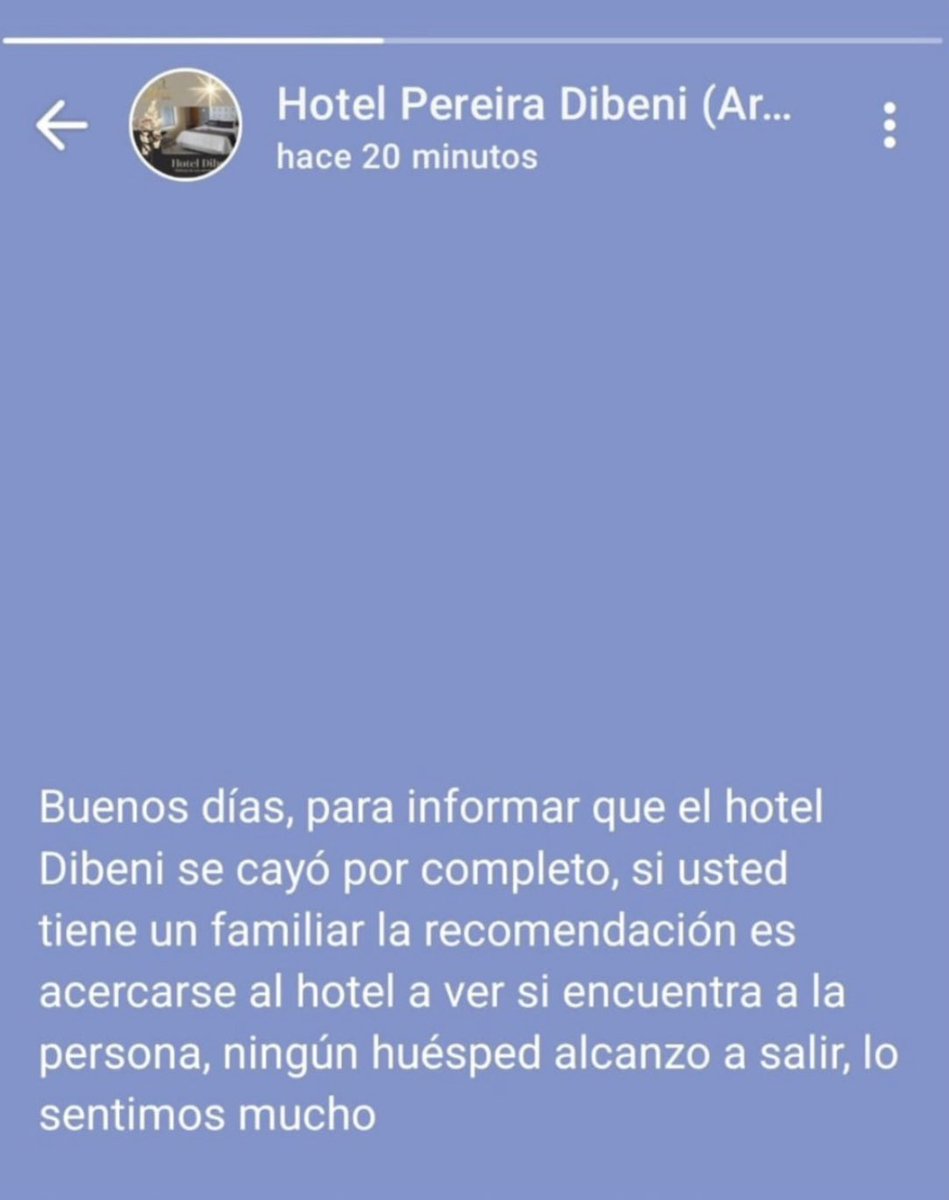 Futbolfpc's tweet photo. 🚨 ¡PEREIRA! POR FAVOR DIFUNDIR. 

Personas atrapadas en los siguientes lugares que sufrieron afectaciones o se desplomaron. 

1. Edificio de la Cámara de Comercio.
2. Edificio Puerto Veracruz Calle 33 # 11 - 39. 
3. Hotel Dibeni. https://t.co/EbXFUKaGT3