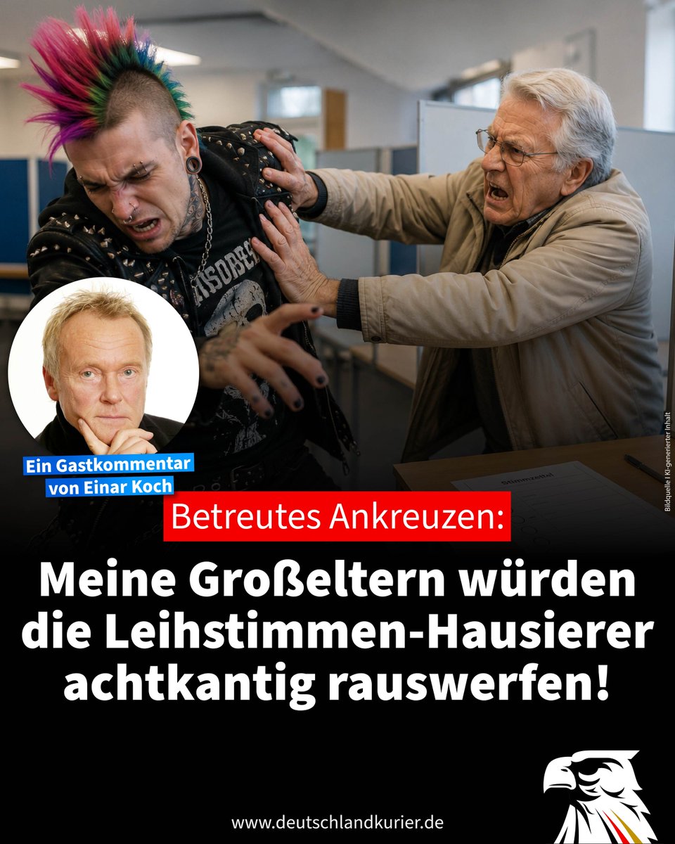 Deu_Kurier's tweet photo. Betreutes Ankreuzen: Meine Großeltern würden die Leihstimmen-Hausierer achtkantig rauswerfen!

Eine linksgrüne, vorgeblich überparteiliche Initiative „Taktisch Wählen 2026“ will eine mit der jüngsten Civey-Umfrage (43 Prozent) in greifbare Nähe gerückte AfD-Alleinregierung unter einem Ministerpräsidenten Ulrich Siegmund verhindern. „Fallen Sie bloß nicht auf diese linksgrünen Trickbetrüger herein!“, warnt DK-Gastautor Einar Koch und erinnert an seine Großeltern in Halle/Saale: „Die würden diese Leihstimmen-Hausierer achtkantig rauswerfen!“

VON EINAR KOCH*

Betreutes Ankreuzen

„Taktisch wählen“ – unter diesem dreisten Etikettenschwindel ist in Sachsen-Anhalt eine Art Fünfte Kolonne von Bündnis90/Die Grünen unterwegs, um vor allem potentielle CDU-Wähler dazu zu bewegen, mit der Zweitstimme die Ökosozialisten zu wählen. Parallel dazu werden sogenannte Online-Tools angeboten, die auf alle 41 Wahlkreise zugeschnitten sind.

Ich weiß nicht, was meine Großeltern, lebten sie noch, wählen würden. Aber eines weiß ich aus meinen Kindheitstagen ganz gewiss: Der Möbel-Lackierermeister Andreas Krause, ein stramm „Kaiserlicher“, und seine Frau Lydia waren stolze Leute. Sie würden sich dieses betreute Ankreuzen schwer verbitten, wenn vor ihrer Haustür im Falkenweg 24 in Halle/Saale linksgrüne Leihstimmen-Hausierer aufkreuzen würden.

Das Ziel der Kampagne ist es, den Grünen am 6. September doch noch zum Sprung über die Fünf-Prozent-Hürde zu verhelfen, um eine AfD-Mehrheit und einen Ministerpräsidenten Ulrich Siegmund sicher zu verhindern. Diese Mehrheit ist mit der jüngsten Civey-Umfrage (43 Prozent für die AfD) noch einmal ein ganzes Stück näher gerückt.

Jeder CDU-Wähler mit demokratischer Selbstachtung und Würde sollte die Leihstimmen-Hausierer achtkantig rauswerfen und auch nicht auf die Online-Tools hereinfallen.

Auffällig (aber wenig verwunderlich) ist laut FAZ: In allen 41 Wahlkreisen in Sachsen-Anhalt lautet die Empfehlung für die Zweitstimme „Grüne“ oder SPD. In 38 Wahlkreisen weist das Tool von „Taktisch Wählen“ darauf hin, dass der Kandidat der CDU am wahrscheinlichsten in der Lage sei, mehr Stimmen als die AfD zu gewinnen und so ein AfD-Direktmandat zu verhindern. 

In sechs dieser Wahlkreise (Burg, Oschersleben-Wanzleben, Blankenburg, Quedlinburg, Bitterfeld-Wolfen und Bad Dürrenberg-Saalekreis) vermerkt die Kampagne explizit, dass sich der CDU-Kandidat für eine Zusammenarbeit mit der AfD ausgesprochen habe „oder ähnliche Äußerungen“ getroffen habe. 

Der Gipfel der Unverfrorenheit: „Wenn du den Einfluss der AfD im Landtag schwächen möchtest, kann deshalb bei der Erststimme eine Wahl für eine andere demokratische Partei der beste Weg sein, um dich im Landtag gut vertreten zu fühlen“, heißt es. Meine Großeltern würde allein schon dieses linksgrün-kumpelhafte Geduze anwidern.

Abgesehen davon stellt sich die Frage, ob diese gewiss nicht billige Kampagne eine subtile Form verdeckter und somit strafbarer illegaler Parteienfinanzierung darstellt: Wer sind die „Big Spender“ im Hintergrund? Mischt vielleicht George Soros mit seinen klimasozialistischen Netzwerken mit? Hat die EU, die nicht zum ersten Mal Wahlkampfbeeinflussung betreiben würde, ihre Finger im Spiel? Anhaltspunkte, dass dem so sein könnte, gibt es. 

*Einar Koch, Jahrgang 1951, war von 1992 bis 2003 Leiter der Parlamentsredaktion der „Bild“-Zeitung in Bonn und Berlin, Politik-Chef des Blattes und zuletzt Politischer Chefkorrespondent.

@UlrichSiegmund | @AfDFraktionLSA | @AfD_LSA