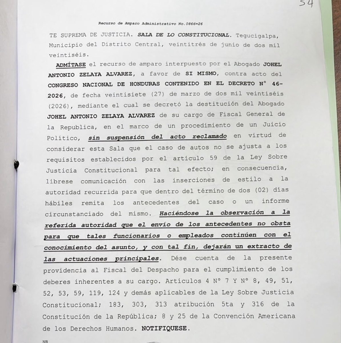 jaza_hn's tweet photo. Como parte del proceso, agotando las vías internas, he sido notificado de la admisión del amparo interpuesto contra mi destitución, sin suspensión del acto reclamado, sigo con la firme convicción de que la verdad y el Estado de derecho deben prevalecer.

A quienes fuimos sometidos a un juicio político les digo: no hemos renunciado a la justicia. La encontraremos por las vías legales y ante las instituciones que correspondan.

No se trata solamente de mi caso; se trata de defender el principio de que nadie está por encima de la Constitución y de que ningún abuso de poder puede quedar sin respuesta.

La justicia puede tardar, pero cuando se lucha con la verdad, termina llegando. Y reitero, El tiempo irá poniendo cada cosa en su lugar, seguiré firme y con mi frente en alto.